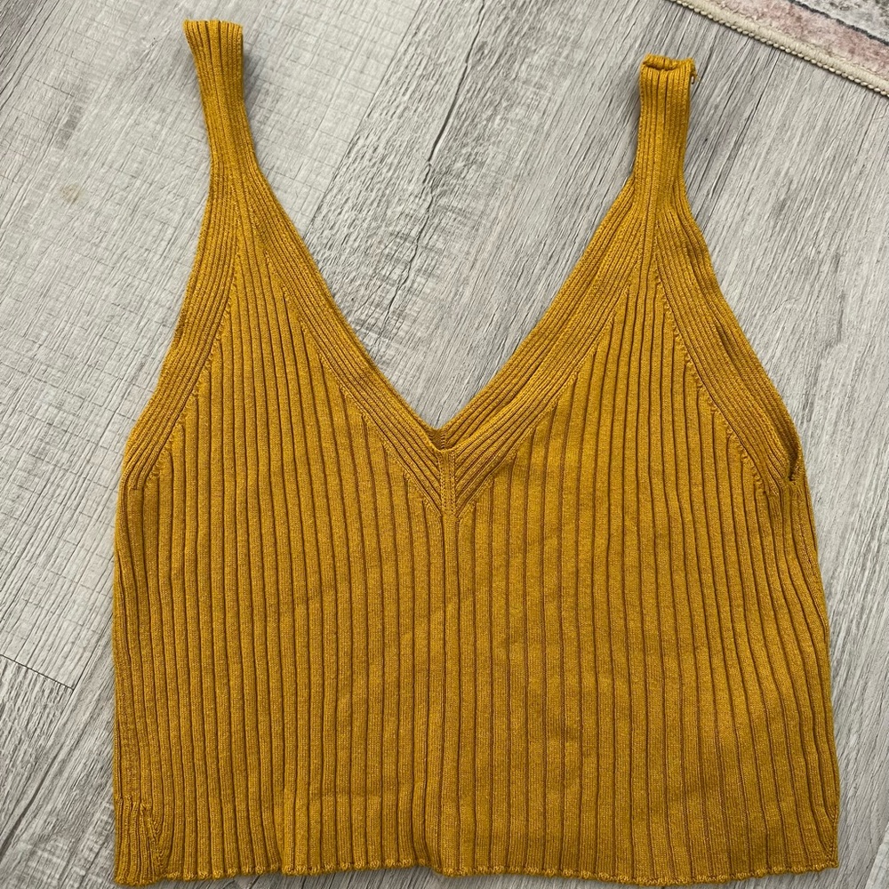 Mustard Ribbed Knit Top